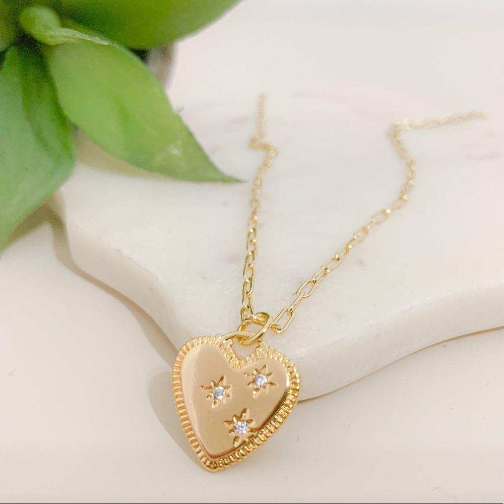 Stars Heart Necklace | 14k Gold Filled